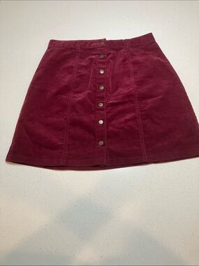 Forever 21 Burgundy Corduroy Button-Front Mini Skirt